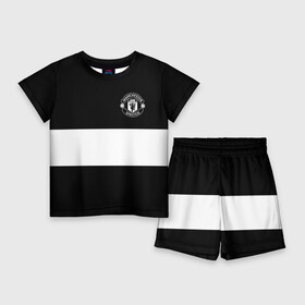 Детский костюм с шортами 3D с принтом FC Manchester United ,  |  | Тематика изображения на принте: black   white | england | football | logo | manchester united | sport | англия | арт | лига | лого | манчестер юнайтед | спорт | текстура | фк | футбол | футбольный клуб | черно белый | эмблема