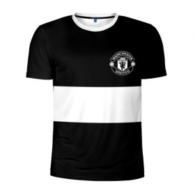 Мужская футболка 3D спортивная с принтом FC Manchester United , 100% полиэстер с улучшенными характеристиками | приталенный силуэт, круглая горловина, широкие плечи, сужается к линии бедра | Тематика изображения на принте: black   white | england | football | logo | manchester united | sport | англия | арт | лига | лого | манчестер юнайтед | спорт | текстура | фк | футбол | футбольный клуб | черно белый | эмблема