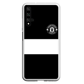 Чехол для Honor 20 с принтом FC Manchester United , Силикон | Область печати: задняя сторона чехла, без боковых панелей | Тематика изображения на принте: black   white | england | football | logo | manchester united | sport | англия | арт | лига | лого | манчестер юнайтед | спорт | текстура | фк | футбол | футбольный клуб | черно белый | эмблема