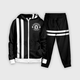 Детский костюм 3D с принтом Manchester United BlackWhite ,  |  | england | football | logo | manchester united | sport | англия | арт | лига | лого | манчестер юнайтед | спорт | текстура | фк | футбол | футбольный клуб | эмблема