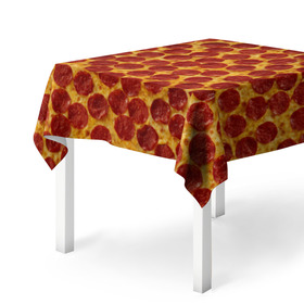 Скатерть 3D с принтом Пицца пепперони , 100% полиэстер (ткань не мнется и не растягивается) | Размер: 150*150 см | pepperoni | pizza | еда | колбаса | мясо | пица | сардельки | сыр | фастфуд