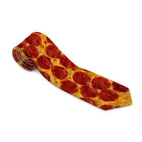 Галстук 3D с принтом Пицца пепперони , 100% полиэстер | Длина 148 см; Плотность 150-180 г/м2 | pepperoni | pizza | еда | колбаса | мясо | пица | сардельки | сыр | фастфуд
