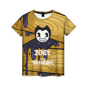 Женская футболка 3D с принтом Bendy and the Ink Machine , 100% полиэфир ( синтетическое хлопкоподобное полотно) | прямой крой, круглый вырез горловины, длина до линии бедер | 0x000000123 | bendy | ink machine | бенди