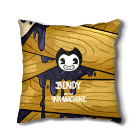 Подушка 3D с принтом Bendy and the Ink Machine , наволочка – 100% полиэстер, наполнитель – холлофайбер (легкий наполнитель, не вызывает аллергию). | состоит из подушки и наволочки. Наволочка на молнии, легко снимается для стирки | 0x000000123 | bendy | ink machine | бенди