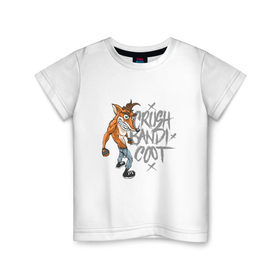 Детская футболка хлопок с принтом Crush Bandicoot , 100% хлопок | круглый вырез горловины, полуприлегающий силуэт, длина до линии бедер | 
