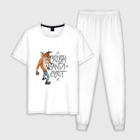 Мужская пижама хлопок с принтом Crush Bandicoot , 100% хлопок | брюки и футболка прямого кроя, без карманов, на брюках мягкая резинка на поясе и по низу штанин
 | Тематика изображения на принте: 