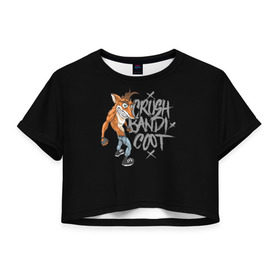 Женская футболка 3D укороченная с принтом Crush Bandicoot 3d , 100% полиэстер | круглая горловина, длина футболки до линии талии, рукава с отворотами | crash | бандикут | краш | крэш