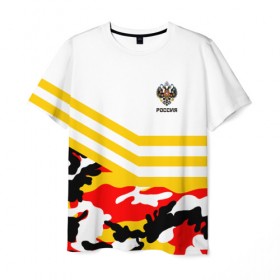 Мужская футболка 3D с принтом Камуфляж Российская Империя , 100% полиэфир | прямой крой, круглый вырез горловины, длина до линии бедер | герб | двуглавый | орел | россия | русская | русский