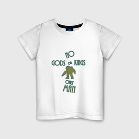 Детская футболка хлопок с принтом No gods or kings , 100% хлопок | круглый вырез горловины, полуприлегающий силуэт, длина до линии бедер | bioshock | bioshock 1 | quote | quotes | биошок | биошок 1 | цитата | цитаты