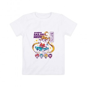 Детская футболка хлопок с принтом Sailor Moon , 100% хлопок | круглый вырез горловины, полуприлегающий силуэт, длина до линии бедер | кот | котики | сейлор мун