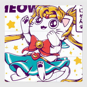 Магнитный плакат 3Х3 с принтом Sailor Moon , Полимерный материал с магнитным слоем | 9 деталей размером 9*9 см | кот | котики | сейлор мун