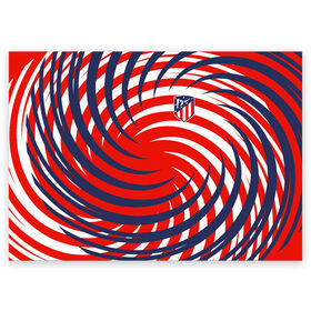 Поздравительная открытка с принтом Atletico Madrid , 100% бумага | плотность бумаги 280 г/м2, матовая, на обратной стороне линовка и место для марки
 | атлетико мадрид | полосы | эмблема