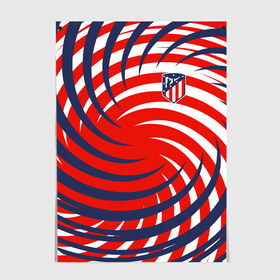 Постер с принтом Atletico Madrid , 100% бумага
 | бумага, плотность 150 мг. Матовая, но за счет высокого коэффициента гладкости имеет небольшой блеск и дает на свету блики, но в отличии от глянцевой бумаги не покрыта лаком | атлетико мадрид | полосы | эмблема