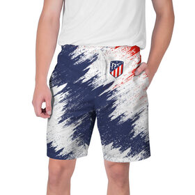 Мужские шорты 3D с принтом Atletico Madrid ,  полиэстер 100% | прямой крой, два кармана без застежек по бокам. Мягкая трикотажная резинка на поясе, внутри которой широкие завязки. Длина чуть выше колен | атлетико мадрид | эмблема