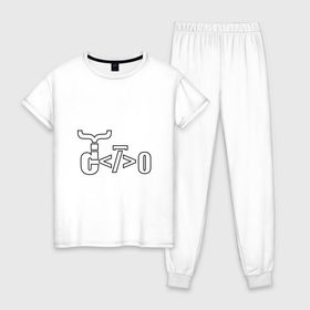 Женская пижама хлопок с принтом Велосипед программиста , 100% хлопок | брюки и футболка прямого кроя, без карманов, на брюках мягкая резинка на поясе и по низу штанин | велосипед | код | программирование | программист | символы