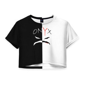 Женская футболка 3D укороченная с принтом ONYX , 100% полиэстер | круглая горловина, длина футболки до линии талии, рукава с отворотами | onyx | американская группа | группа | музыка | надпись | хип хоп