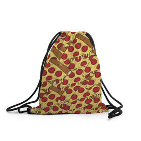 Рюкзак-мешок 3D с принтом Pizza , 100% полиэстер | плотность ткани — 200 г/м2, размер — 35 х 45 см; лямки — толстые шнурки, застежка на шнуровке, без карманов и подкладки | cheese | fast food | food | junk food | pizza | еда | пицца | сыр | фастфут