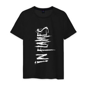 Мужская футболка хлопок с принтом In Flames Vertical Logo White , 100% хлопок | прямой крой, круглый вырез горловины, длина до линии бедер, слегка спущенное плечо. | melodic death metal | metal | metalcore | rock | дес | дет | дэт | рок