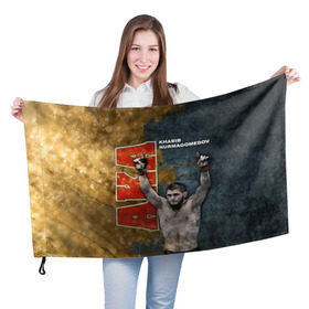 Флаг 3D с принтом Хабиб Нурмагомедов (the Eagle) , 100% полиэстер | плотность ткани — 95 г/м2, размер — 67 х 109 см. Принт наносится с одной стороны | aka | eagle | khabib | mma | ufc | орел | хабиб
