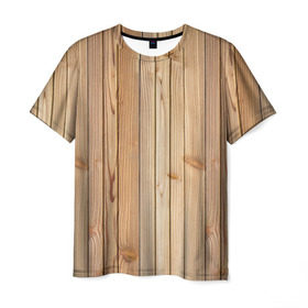 Мужская футболка 3D с принтом Деревянная обшивка , 100% полиэфир | прямой крой, круглый вырез горловины, длина до линии бедер | 