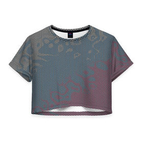 Женская футболка 3D укороченная с принтом Hexagon Триколор , 100% полиэстер | круглая горловина, длина футболки до линии талии, рукава с отворотами | тусклый