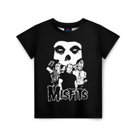 Детская футболка 3D с принтом Misfits , 100% гипоаллергенный полиэфир | прямой крой, круглый вырез горловины, длина до линии бедер, чуть спущенное плечо, ткань немного тянется | horror | punk | rock | альтернатива | группа | мисфитс | неприкаянные | панк | рок | хоррор