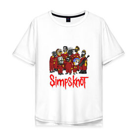 Мужская футболка хлопок Oversize с принтом SimpsKnot , 100% хлопок | свободный крой, круглый ворот, “спинка” длиннее передней части | art | bart | homer | metall | rock | simpson | simpsons | slipknot |   группа | арт | барт | гомер | металл | рок | симпсон | симпсоны | слинкнот