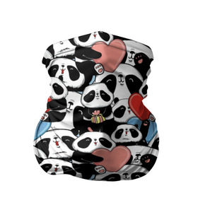 Бандана-труба 3D с принтом Funny Panda , 100% полиэстер, ткань с особыми свойствами — Activecool | плотность 150‒180 г/м2; хорошо тянется, но сохраняет форму | Тематика изображения на принте: bear | heart | positive | медведь | мишка | орнамент | панда | подарок | позитив | сердечки | сердце | сюрприз | узор