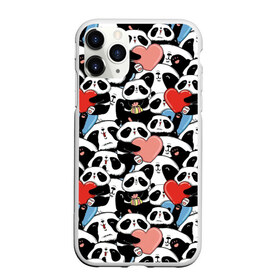 Чехол для iPhone 11 Pro матовый с принтом Funny Panda , Силикон |  | bear | heart | positive | медведь | мишка | орнамент | панда | подарок | позитив | сердечки | сердце | сюрприз | узор