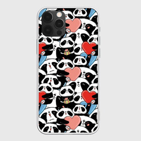 Чехол для iPhone 12 Pro с принтом Funny Panda , силикон | область печати: задняя сторона чехла, без боковых панелей | Тематика изображения на принте: bear | heart | positive | медведь | мишка | орнамент | панда | подарок | позитив | сердечки | сердце | сюрприз | узор