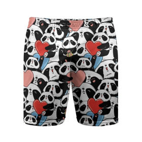 Мужские шорты 3D спортивные с принтом Funny Panda ,  |  | bear | heart | positive | медведь | мишка | орнамент | панда | подарок | позитив | сердечки | сердце | сюрприз | узор