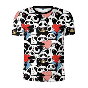 Мужская футболка 3D спортивная с принтом Funny Panda , 100% полиэстер с улучшенными характеристиками | приталенный силуэт, круглая горловина, широкие плечи, сужается к линии бедра | Тематика изображения на принте: bear | heart | positive | медведь | мишка | орнамент | панда | подарок | позитив | сердечки | сердце | сюрприз | узор