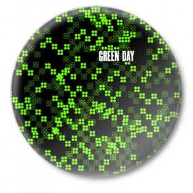 Значок с принтом Green Day ,  металл | круглая форма, металлическая застежка в виде булавки | 