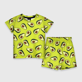 Детский костюм с шортами 3D с принтом Авокадо ,  |  | avocado | food | fruit | pattern | vegan | vegetarian | авокадо | веган | вегетарианство | еда | паттерн | правильное питание | фрукт