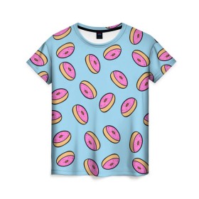 Женская футболка 3D с принтом Пончики , 100% полиэфир ( синтетическое хлопкоподобное полотно) | прямой крой, круглый вырез горловины, длина до линии бедер | doughnut | food | pattern | sweet | vegan | vegetarian | веган | вегетарианство | еда | паттерн | пончик | сладкое