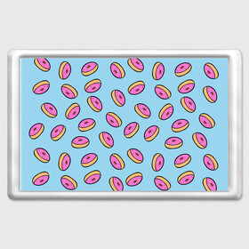 Магнит 45*70 с принтом Пончики , Пластик | Размер: 78*52 мм; Размер печати: 70*45 | Тематика изображения на принте: doughnut | food | pattern | sweet | vegan | vegetarian | веган | вегетарианство | еда | паттерн | пончик | сладкое
