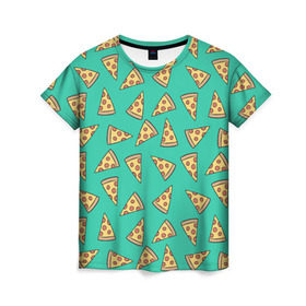 Женская футболка 3D с принтом Pizza , 100% полиэфир ( синтетическое хлопкоподобное полотно) | прямой крой, круглый вырез горловины, длина до линии бедер | food | pattern | pizza | vegan | vegetarian | веган | вегетарианство | еда | паттерн | пицца