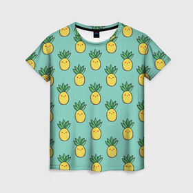 Женская футболка 3D с принтом Ананас , 100% полиэфир ( синтетическое хлопкоподобное полотно) | прямой крой, круглый вырез горловины, длина до линии бедер | food | pattern | vegetarian | ананас | вегетарианство | еда | паттерн | правильное питание