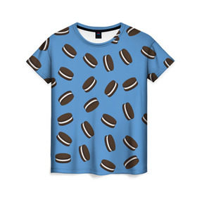 Женская футболка 3D с принтом Oreo , 100% полиэфир ( синтетическое хлопкоподобное полотно) | прямой крой, круглый вырез горловины, длина до линии бедер | cookie | food | oreo | pattern | vegetarian | вегетарианство | еда | орео | паттерн | печеньки | правильное питание