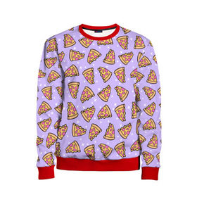 Детский свитшот 3D с принтом Пицца Мун , 100% полиэстер | свободная посадка, прямой крой, мягкая тканевая резинка на рукавах и понизу свитшота | Тематика изображения на принте: food | pattern | pizza | sailor moon | еда | паттерн | пицца | сейлор мун