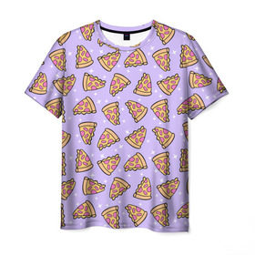 Мужская футболка 3D с принтом Пицца Мун , 100% полиэфир | прямой крой, круглый вырез горловины, длина до линии бедер | food | pattern | pizza | sailor moon | еда | паттерн | пицца | сейлор мун