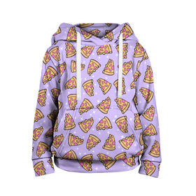 Детская толстовка 3D с принтом Пицца Мун , 100% полиэстер | двухслойный капюшон со шнурком для регулировки, мягкие манжеты на рукавах и по низу толстовки, спереди карман-кенгуру с мягким внутренним слоем | Тематика изображения на принте: food | pattern | pizza | sailor moon | еда | паттерн | пицца | сейлор мун