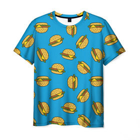 Мужская футболка 3D с принтом Бургеры , 100% полиэфир | прямой крой, круглый вырез горловины, длина до линии бедер | burger | fast food | food | pattern | бургер | еда | паттерн | фастфуд