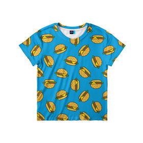 Детская футболка 3D с принтом Бургеры , 100% гипоаллергенный полиэфир | прямой крой, круглый вырез горловины, длина до линии бедер, чуть спущенное плечо, ткань немного тянется | burger | fast food | food | pattern | бургер | еда | паттерн | фастфуд
