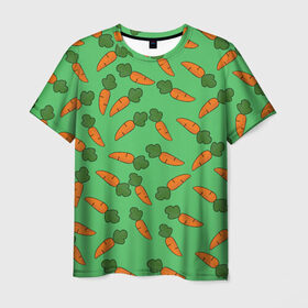 Мужская футболка 3D с принтом Carrots , 100% полиэфир | прямой крой, круглый вырез горловины, длина до линии бедер | carrot | food | pattern | vegan | vegetarian | веган | вегетарианство | еда | кролик | марковка | морковь | паттерн