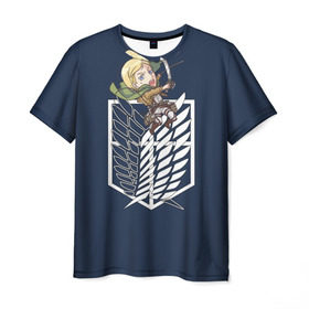 Мужская футболка 3D с принтом Эрвин Смит , 100% полиэфир | прямой крой, круглый вырез горловины, длина до линии бедер | аниме | атака титанов | смит | чиби | эрвин