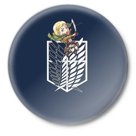 Значок с принтом Эрвин Смит ,  металл | круглая форма, металлическая застежка в виде булавки | аниме | атака титанов | смит | чиби | эрвин