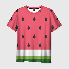 Мужская футболка 3D с принтом Арбузная , 100% полиэфир | прямой крой, круглый вырез горловины, длина до линии бедер | food | pattern | vegan | vegetarian | watermelon | арбуз | веган | вегетарианство | еда | паттерн