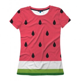 Женская футболка 3D с принтом Арбузная , 100% полиэфир ( синтетическое хлопкоподобное полотно) | прямой крой, круглый вырез горловины, длина до линии бедер | food | pattern | vegan | vegetarian | watermelon | арбуз | веган | вегетарианство | еда | паттерн