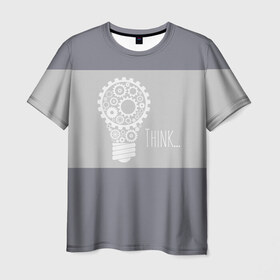 Мужская футболка 3D с принтом Think , 100% полиэфир | прямой крой, круглый вырез горловины, длина до линии бедер | think | думай | инженер | мысли